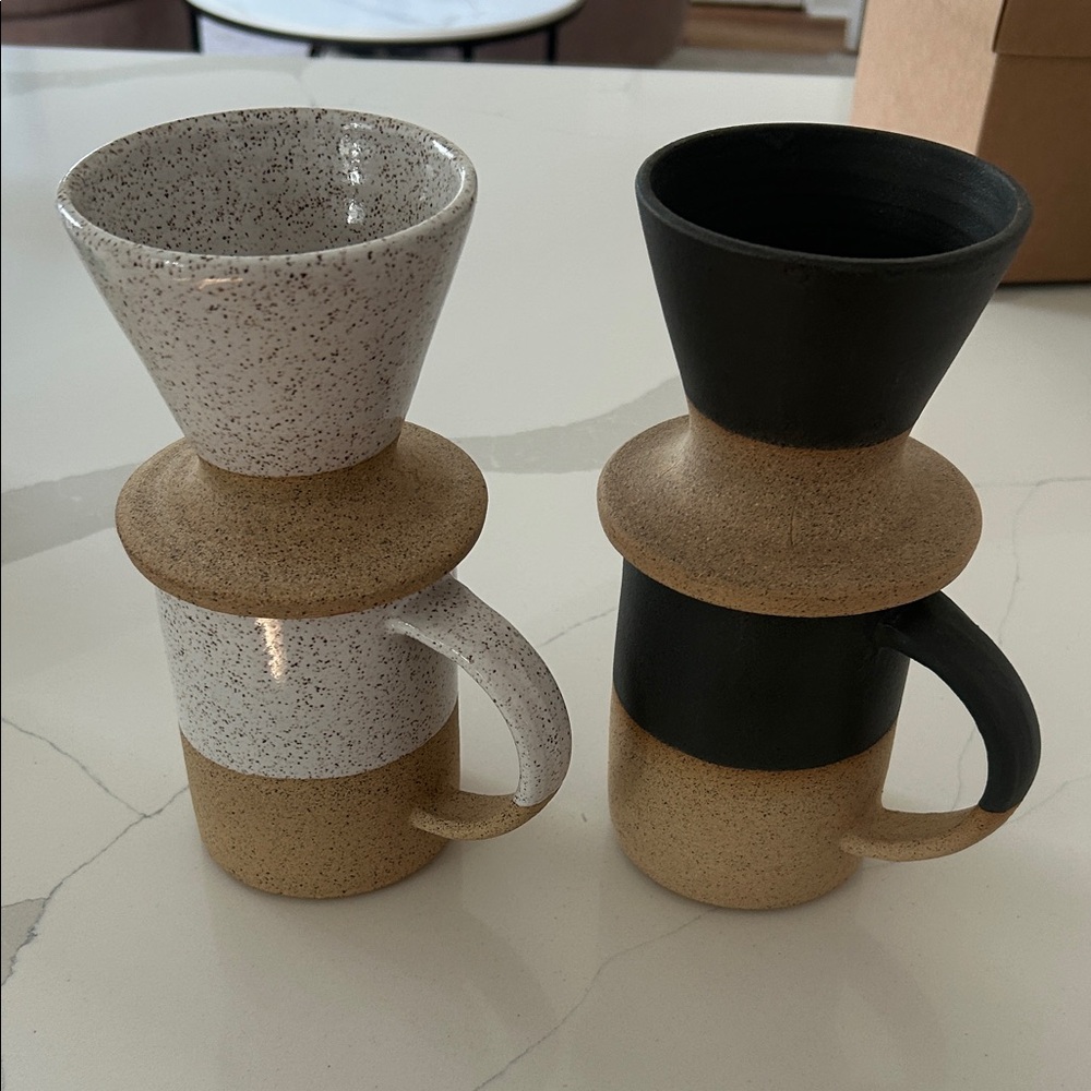Speckled and Black Ceramic Mugs